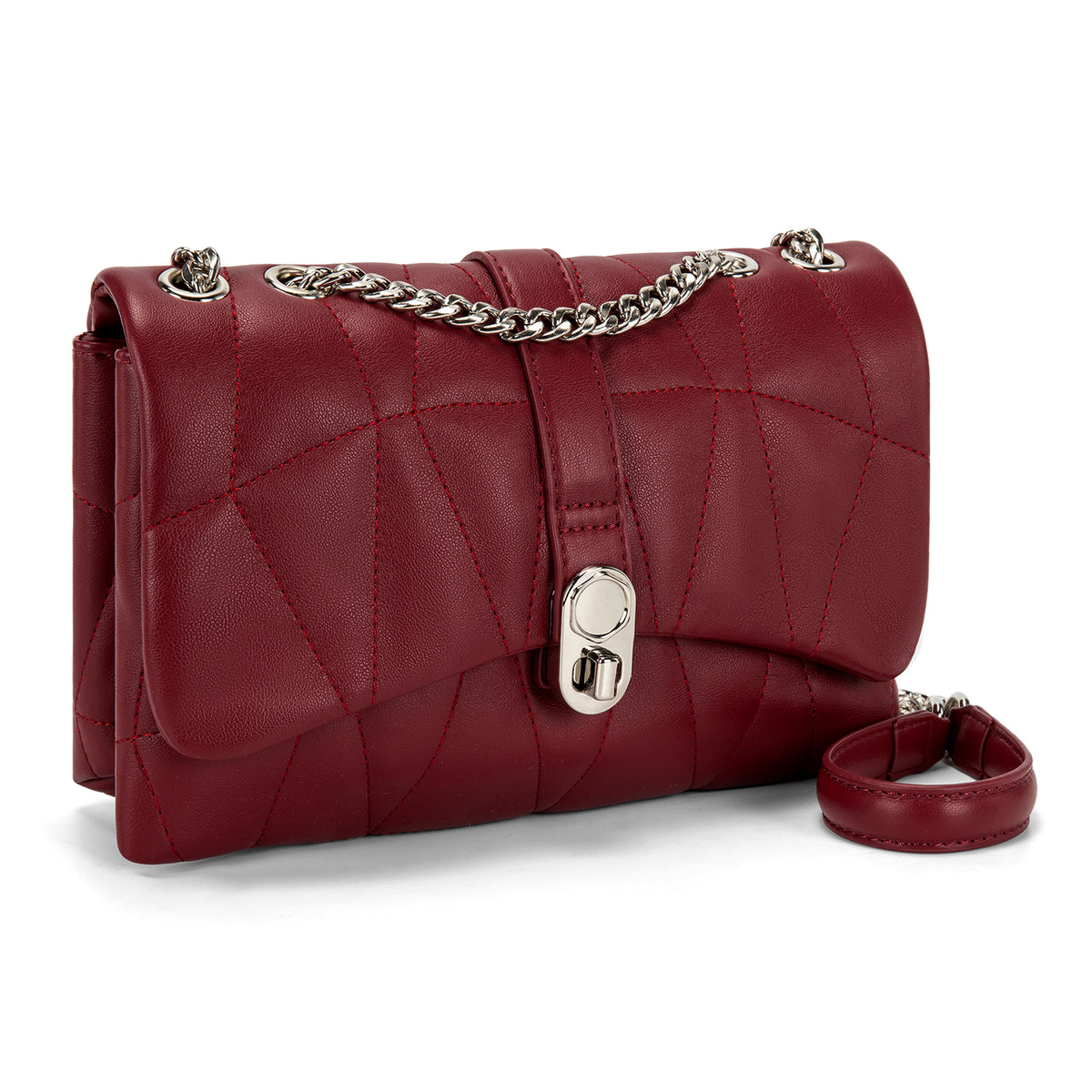 Montana West Quilted Crossbody Bag for Women Small Clutch Purse with Silver Chain