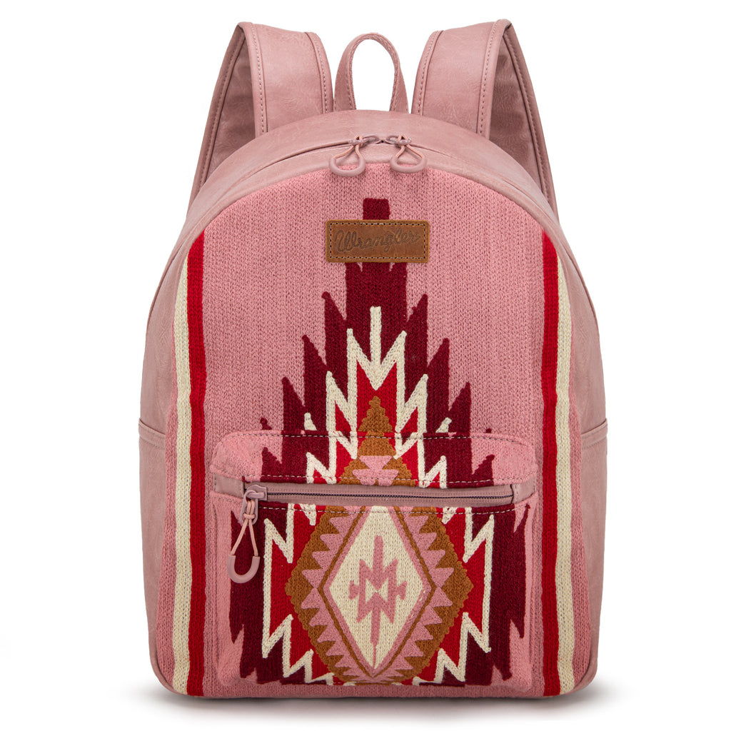 Wrangler Bag for Women Stylish Aztec Knitted Backpack Large Capacity Perfect for Travel and Daily Use