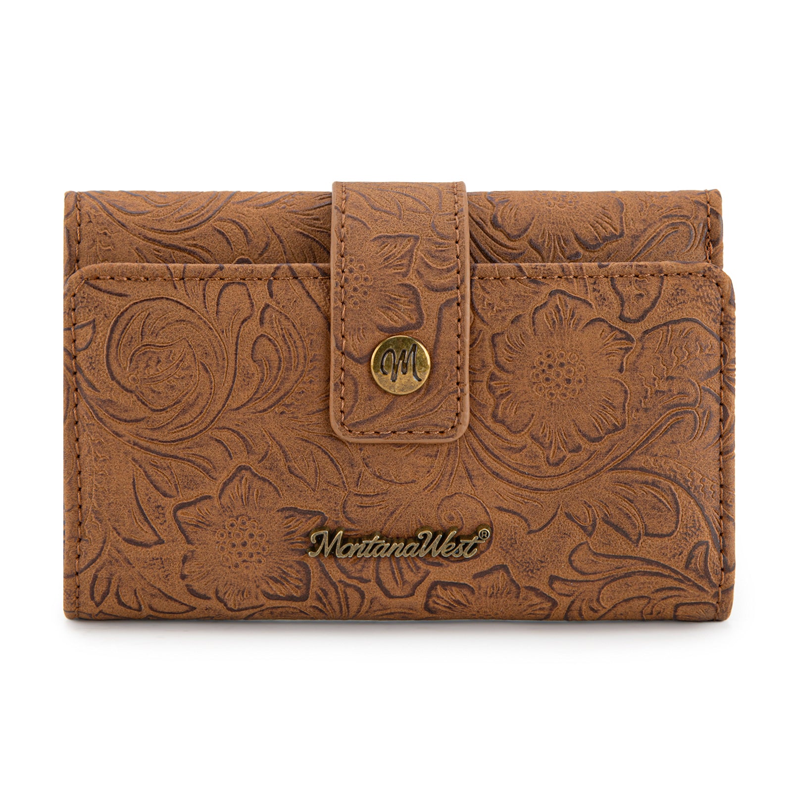 Montana West Women's Wallets RFID Embossed Floral Trifold Wallet