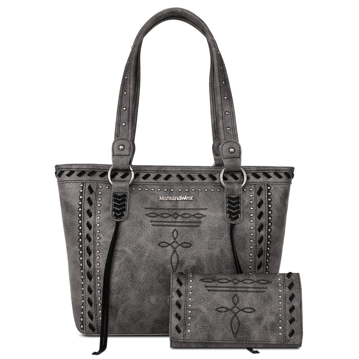 Montana West Western Women Tote Bag Cross Embroidery Handbag with Wallet