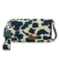 Wrangler Cow Print Wallet for Women RFID Wristlet Bifold Western Purse with Crossbody Strap
