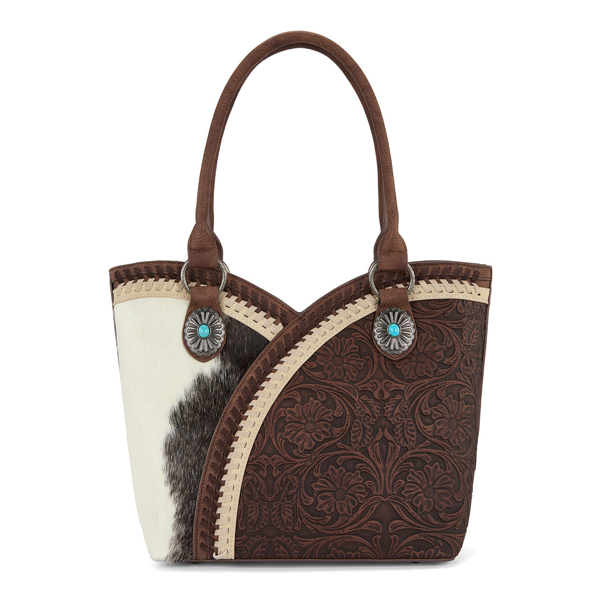 Montana West Tote Bag for Women Cowhide Hair-On Top Handle Satchel Fashion Shoulder Purse=
