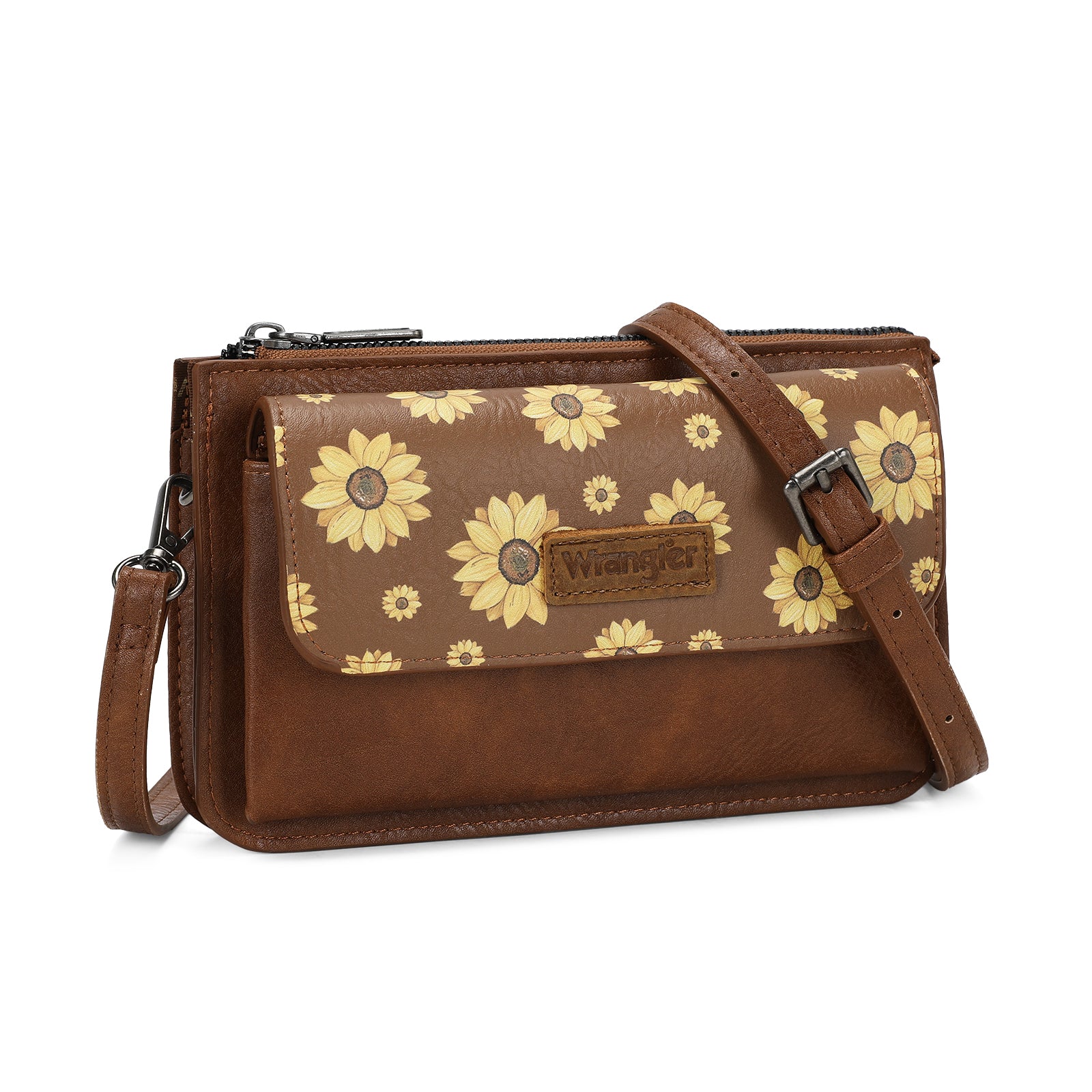 Wrangler RFID Crossbody Wallet Purse Vegan Leather Small Purses for Women with Phone Pocket and Adjustable Strap