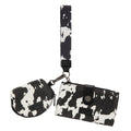 Wrangler Keychain Wallets Zipper Coin Purse Womens with Cow Print Dual Pouch Wristlet