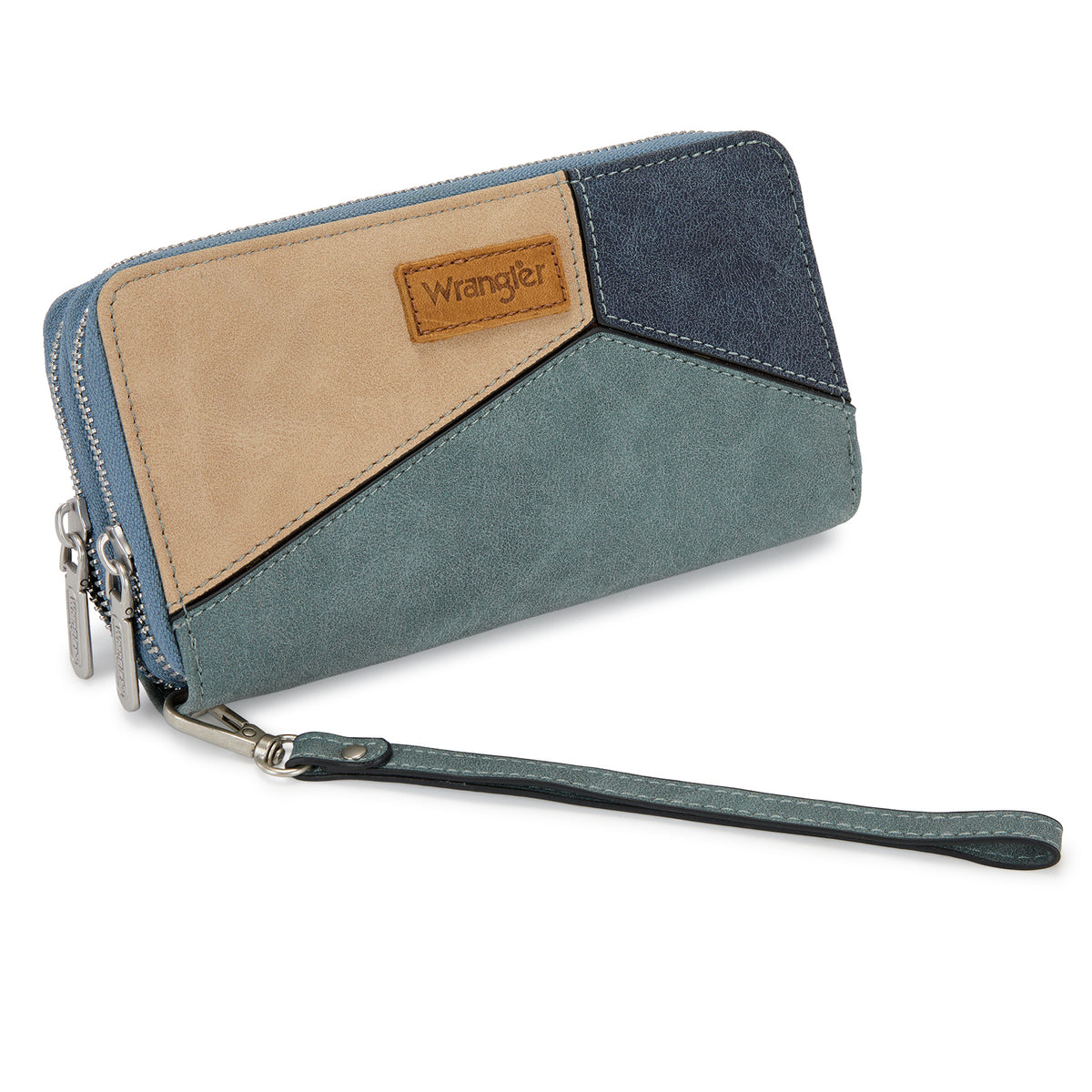 Montana West Wrangler Women's Wallets RFID Blocking Wristlet Clutch Card Holder with Double Zipper Coin Pocket