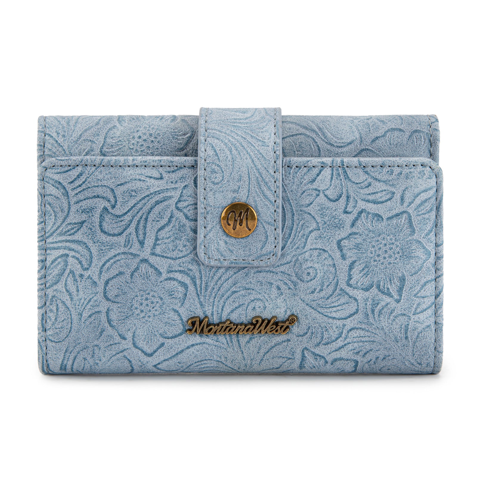 Montana West Women's Wallets RFID Embossed Floral Trifold Wallet