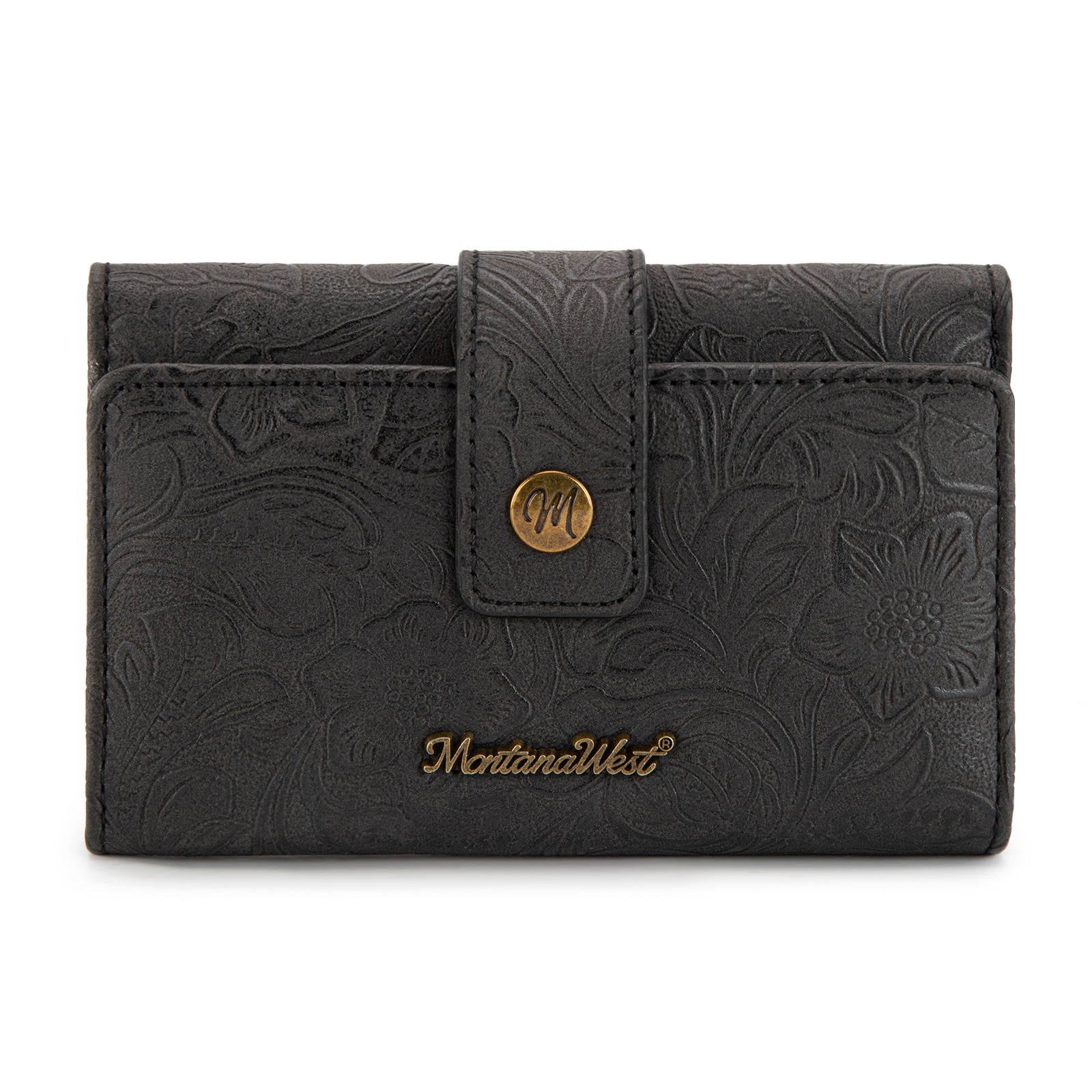 Montana West Women's Wallets RFID Embossed Floral Trifold Wallet