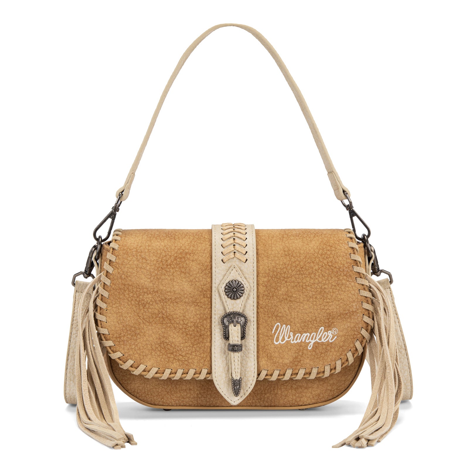 Wrangler Western Shoulder Bag for Women Vintage Cowgirl Crossbody Purse with Fringe