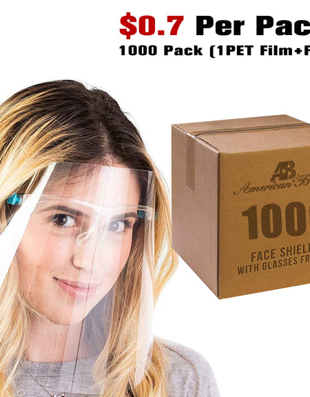 1000Pack Safety Face Shield Anti-Fog Face Visor 1000 Pcs Replaceable Shields & 1000 Pairs Reusable Goggles Protect Eyes and Face