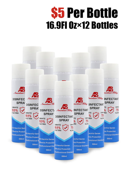 16.9 Fl Oz, Bottle of 12 American Bling   Disinfectant Spray 75% Alcohol 500ML