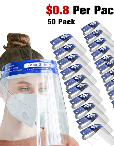 50Pack Safety Face Shield Full Protection Cap Wide Visor Anti-Fog Lens