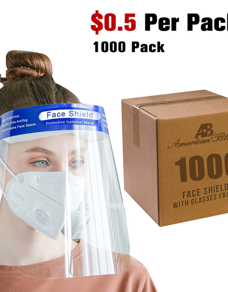 1000Pack Safety Face Shield Full Protection Cap Wide Visor Anti-Fog Lens