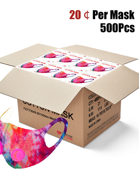 500Pcs Multi Color Print Double Breathing Valve Single Ply Face Mask