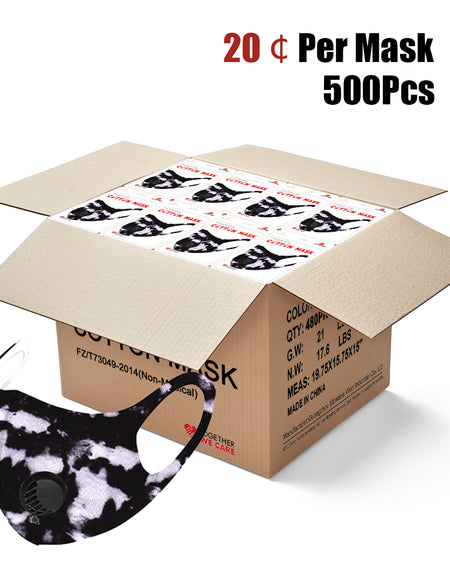 500Pcs Black Camo Print Single Breathing Valve Single Ply Face Mask