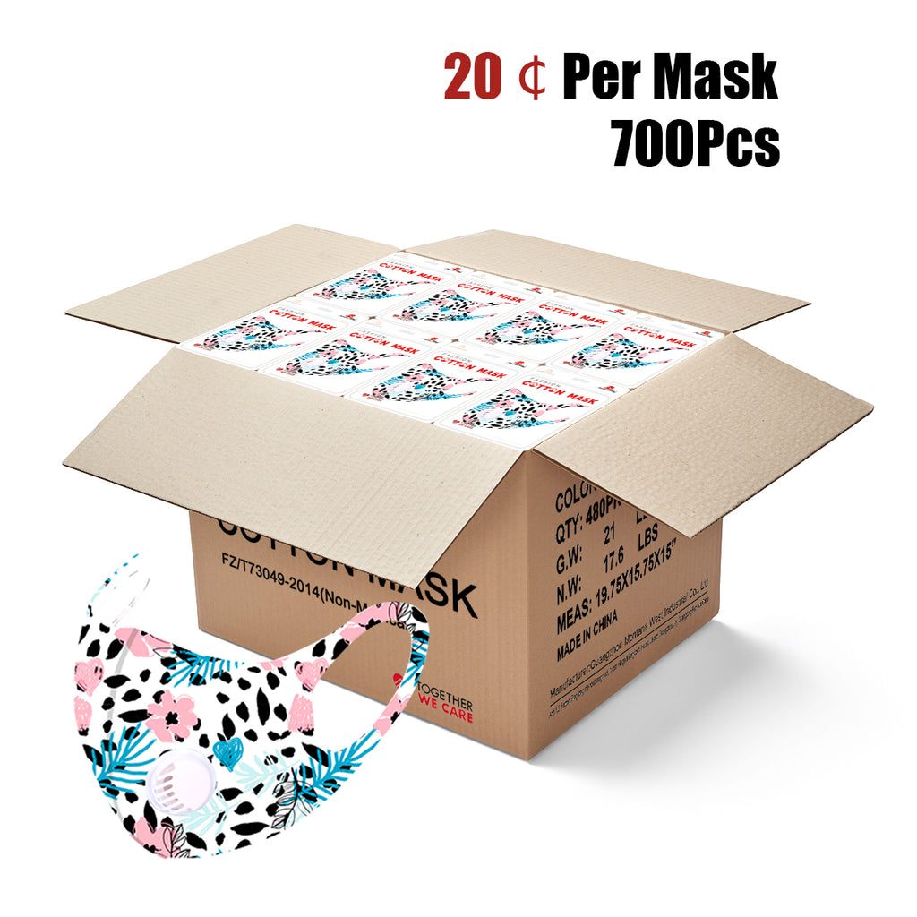 700Pcs Floral Print Single Breathing Valve Single Ply Face Mask