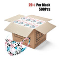 500Pcs Floral Print Double Breathing Valve Single Ply Face Mask