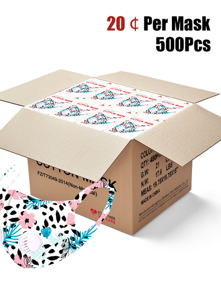 500Pcs Floral Print Double Breathing Valve Single Ply Face Mask