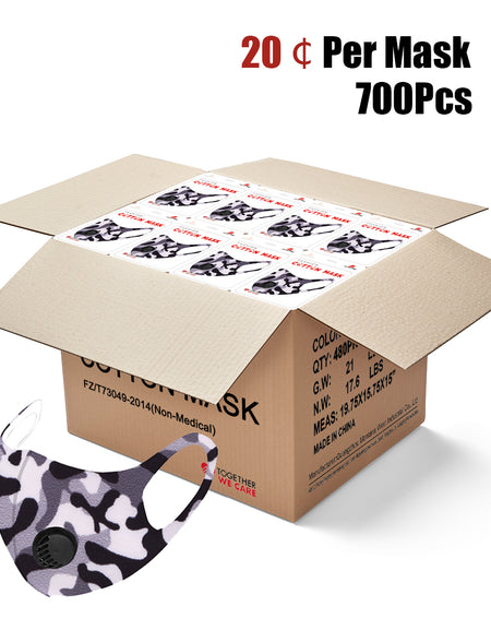 700Pcs Black Camo Double Breathing Valve Single Ply Face Mask