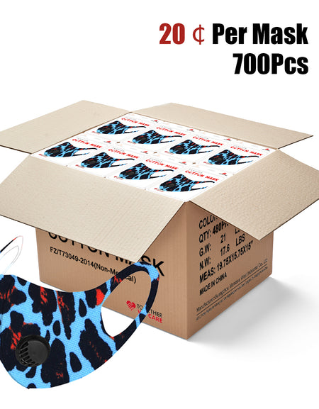 700Pcs Turquoise Leopard Print Single Breathing Valve Single Ply Face Mask