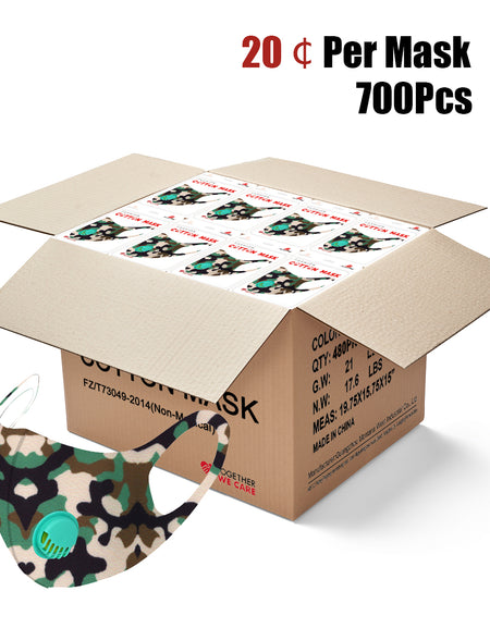 700Pcs Dust Mask with Filter, Fashion Washable Cloth Face Mask Reusable, Green camo print