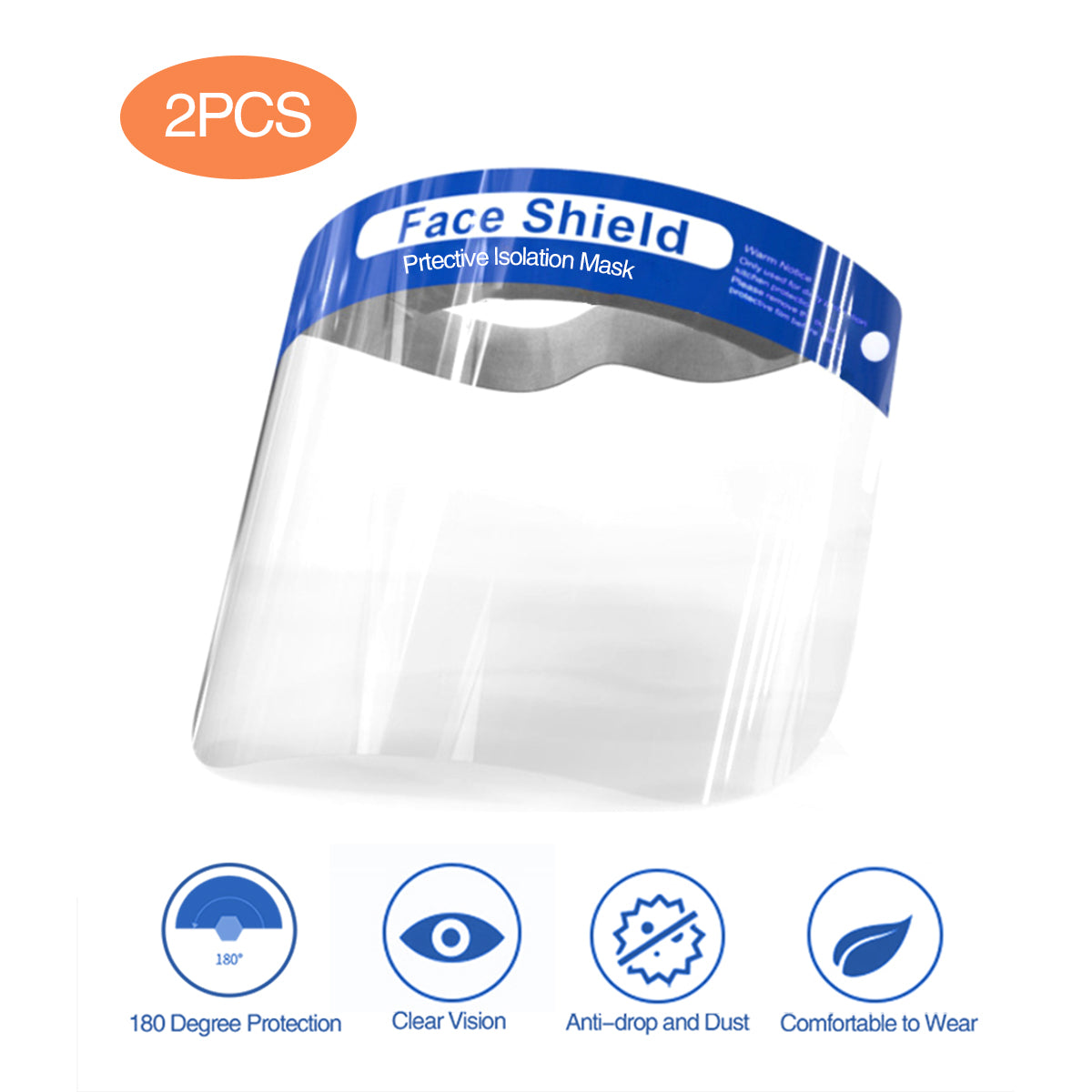2Pack Safety Face Shield Full Protection Cap Wide Visor Anti-Fog Lens