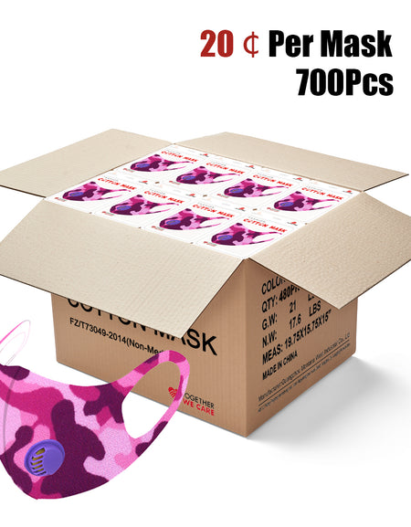700Pcs Dust Mask with Double Filters, Fashion Washable Cloth Face Mask Reusable, Purple camo print