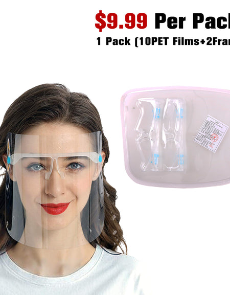 10 PCS Transparent Reusable Face Visor 2 Goggles Frames-Safety Face Shield Goggle Shield