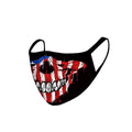 FCM-031ABK American Bling US Flag Color Skull Fabric Face Mask Double Layer Set of 2