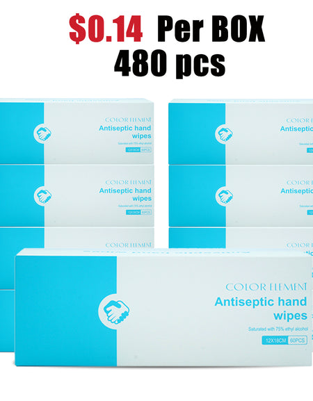 Individual Wrapped Antibacterial Wipes 75% Alcohol (60 Count)/Box