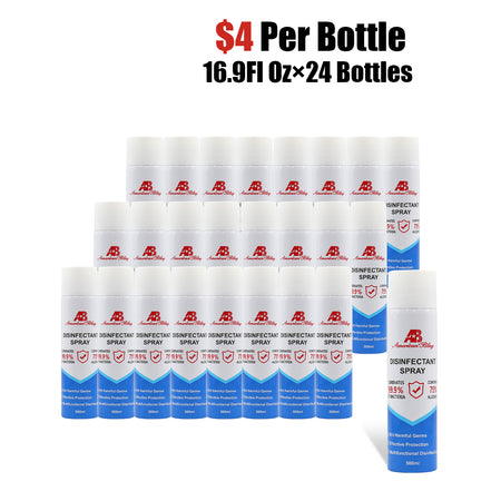 16.9 Fl Oz, Bottle of 24 American Bling   Disinfectant Spray 75% Alcohol 500ML