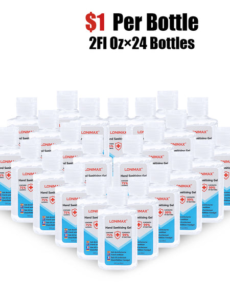 2Fl.Oz, Bottle of 24 Gel Hand Sanitizer with Aloe Vera  Disinfectant Alcohol Liquid 75%
