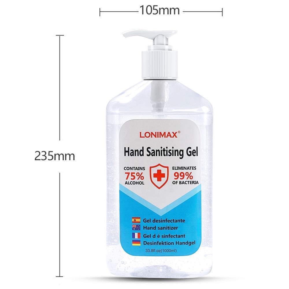 33.8 Fl Oz, Bottle of 4  Gel Hand Sanitizer with Aloe Vera Disinfectant Alcohol Liquid 75%