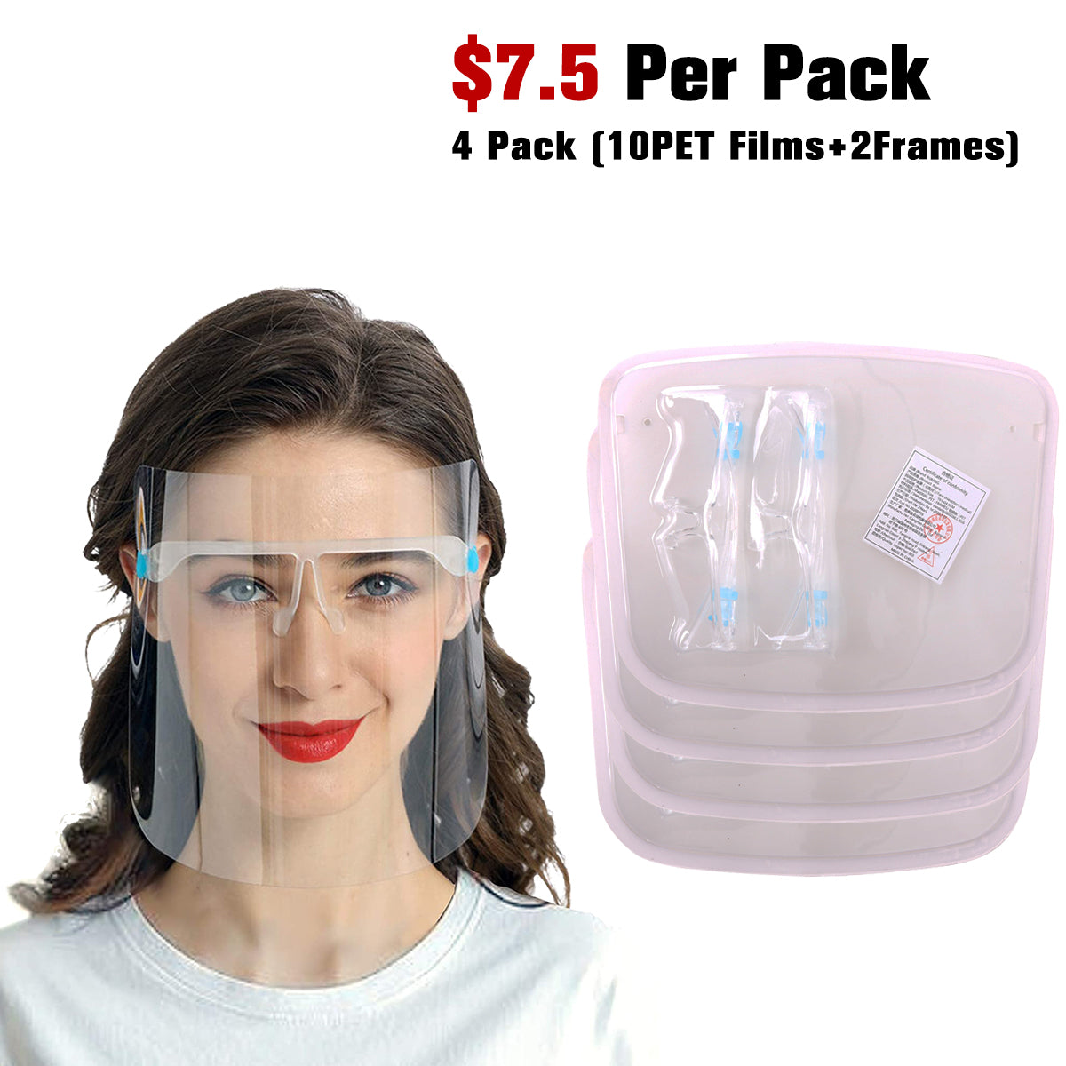 40 PCS Transparent Reusable Face Visor 8 Goggles Frames- Safety Face Shield Goggle Shield