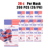 200Pcs  American Bling 20PCS/Box  American Flag Colors Print Disposable Face Masks 3 Layers Face Masks