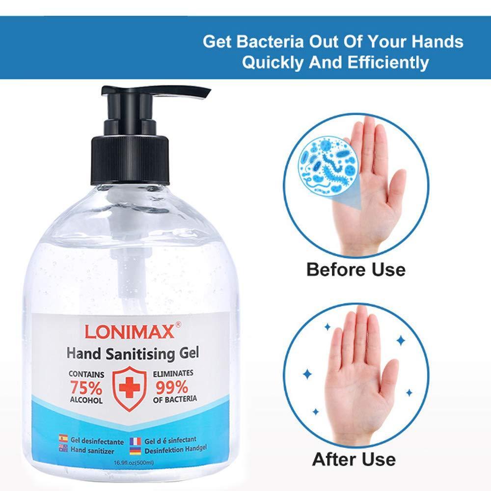 16.9 Fl Oz, Bottle of 20 Gel Hand Sanitizer with Aloe Vera  Disinfectant Alcohol Liquid 75%