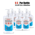 33.8 Fl Oz, Bottle of 8  Gel Hand Sanitizer with Aloe Vera Disinfectant Alcohol Liquid 75%
