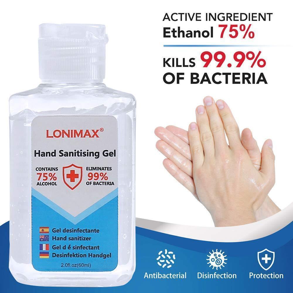 2Fl.Oz, Bottle of 50 Gel Hand Sanitizer with Aloe Vera  Disinfectant Alcohol Liquid 75%