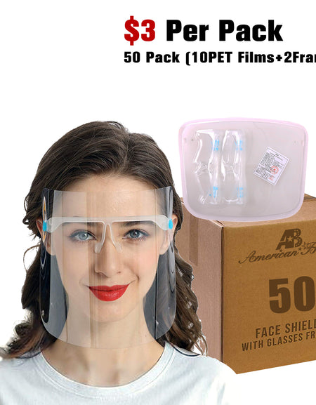 500 PCS Transparent Reusable Face Visor 100 Goggles Frames-Safety Face Shield Goggle Shield