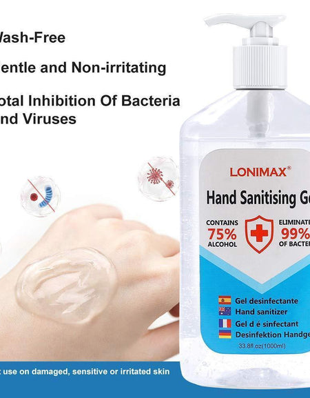 33.8 Fl Oz, Bottle of 12 Gel Hand Sanitizer with Aloe Vera Disinfectant Alcohol Liquid 75%