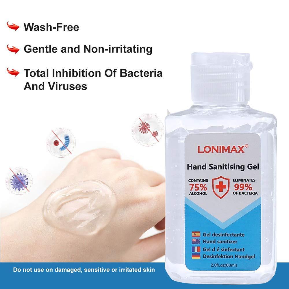 2Fl.Oz, Bottle of 50 Gel Hand Sanitizer with Aloe Vera  Disinfectant Alcohol Liquid 75%