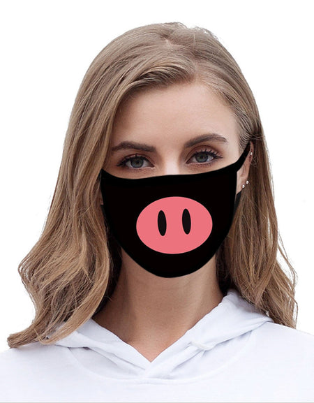 FCM-026A American Bling Pink Piggy Nose Fabric Face Mask Double Layer Set of 2