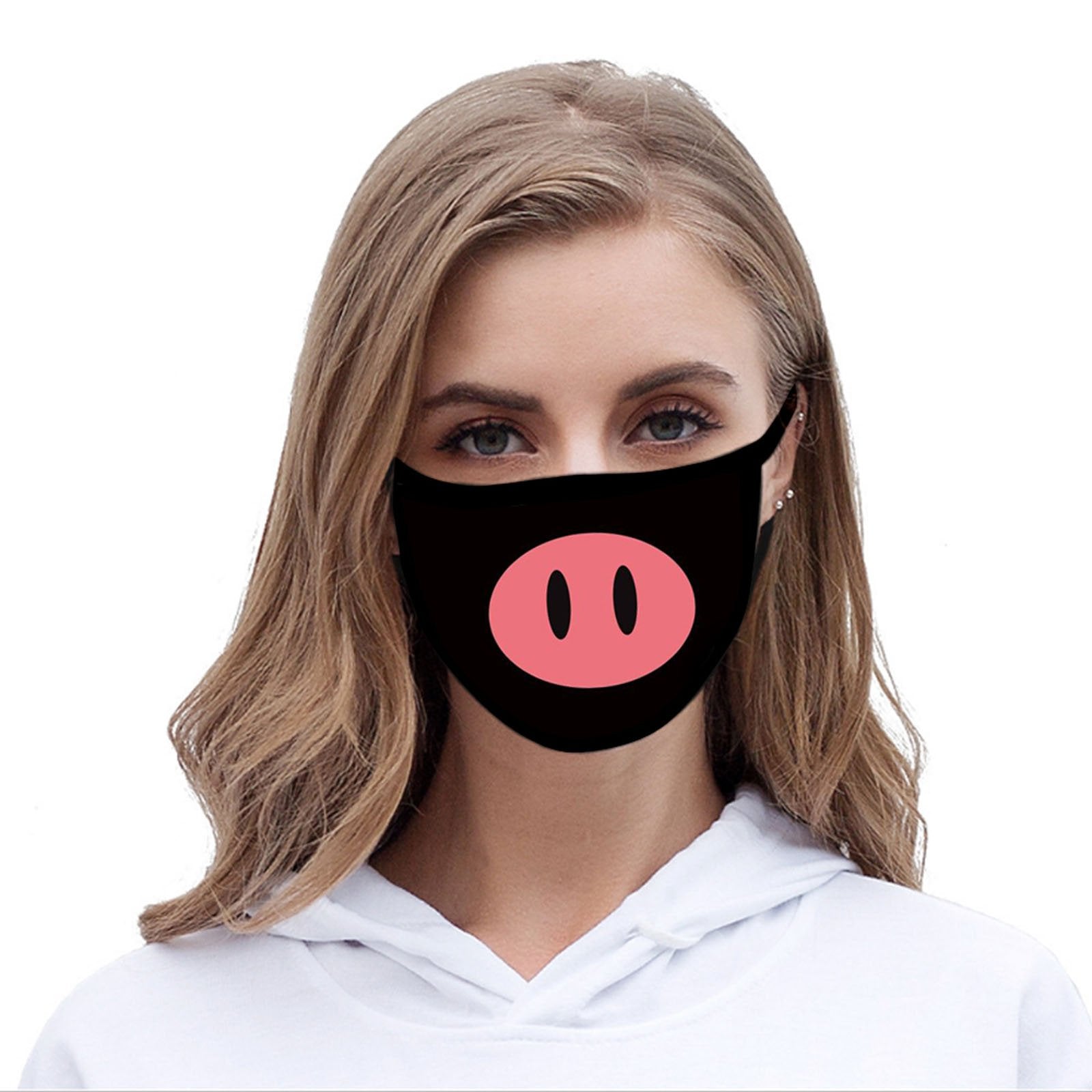 FCM-026A American Bling Pink Piggy Nose Fabric Face Mask Double Layer Set of 2