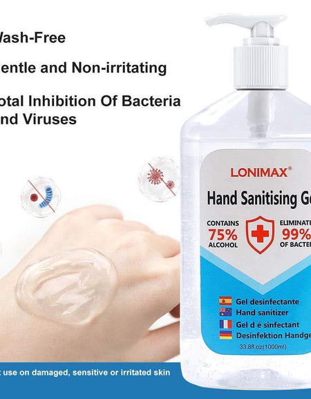 33.8 Fl Oz, Bottle of 4  Gel Hand Sanitizer with Aloe Vera Disinfectant Alcohol Liquid 75%