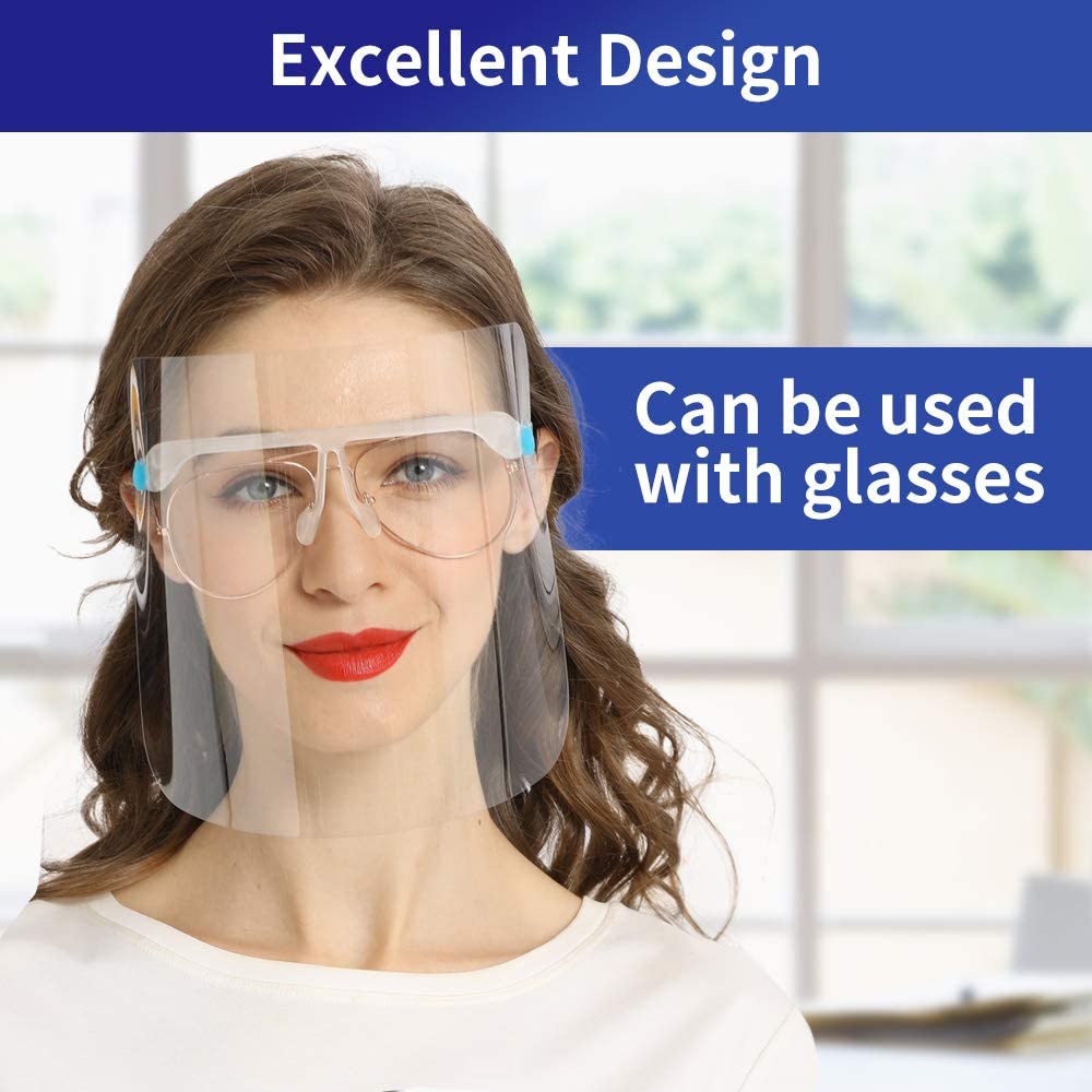 200Pack Safety Face Shield Anti-Fog Face Visor 200 Pcs Replaceable Shields & 200 Pairs Reusable Goggles Protect Eyes and Face