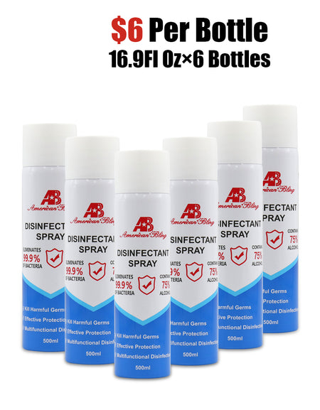 16.9 Fl Oz, Bottle of 6  American Bling   Disinfectant Spray 75% Alcohol 500ML