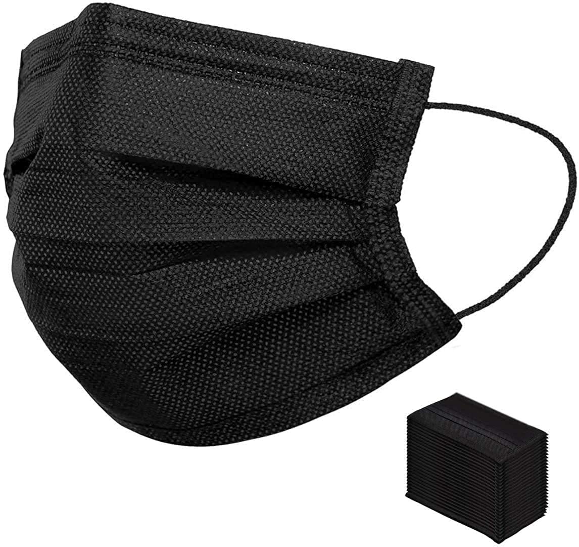 1000 Pcs Black Disposable Face Masks for Protection, 3 Ply Face Mask Breathable and Comfortable