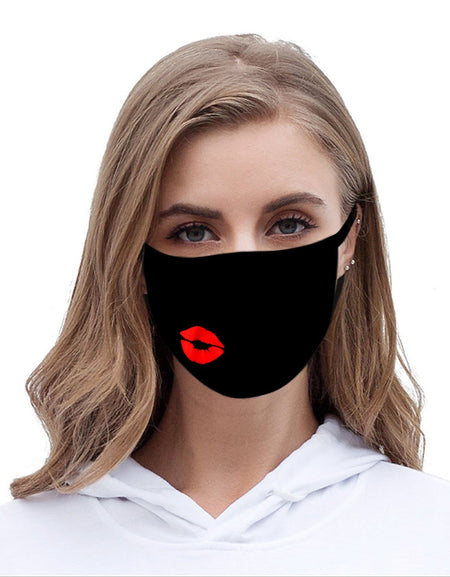 FCM-005 American Bling Red Lips Fabric Face Mask Double Layer Set of 2