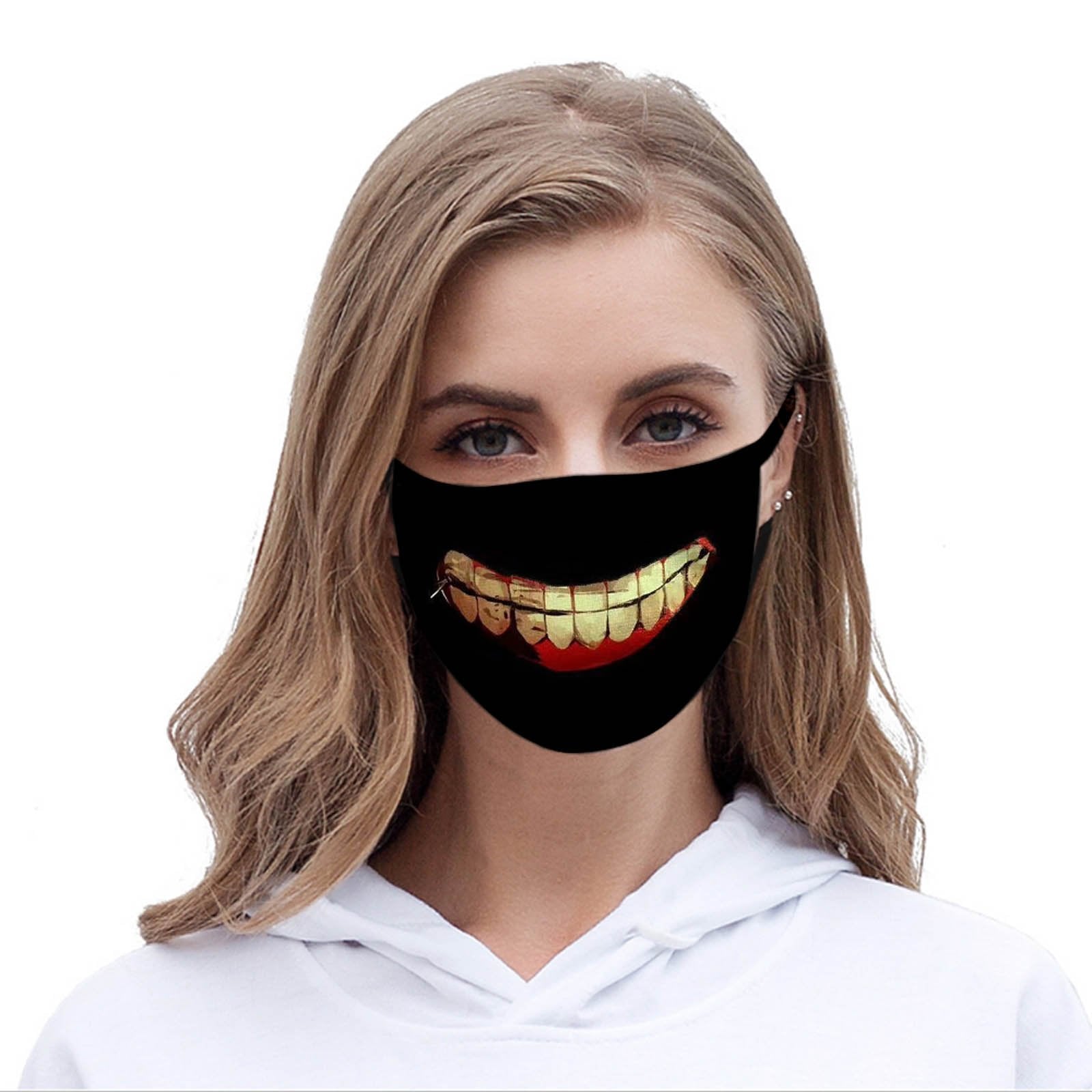FCM-011   Smiling Teeth Fabric Face Mask Double Layer Set of 2