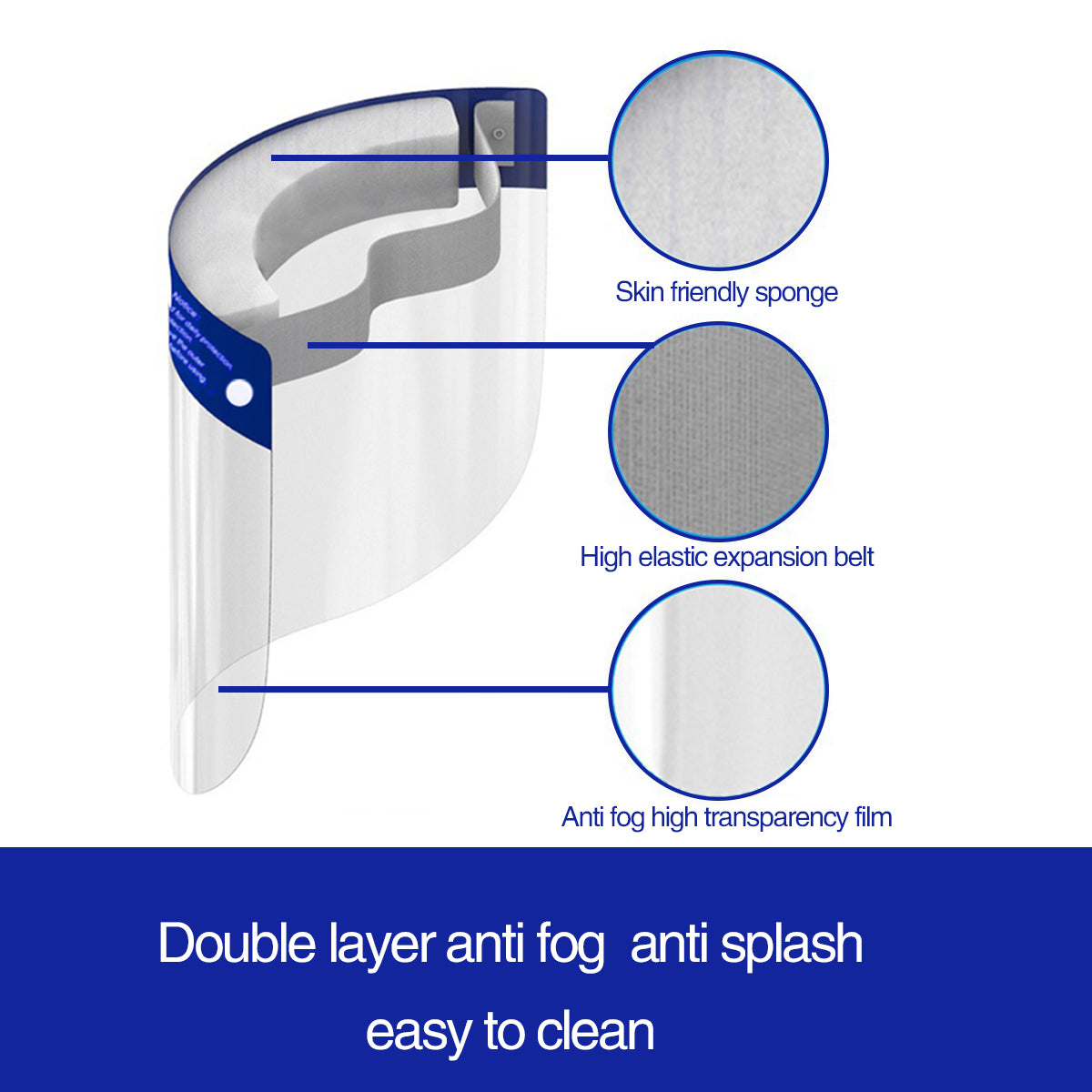 50Pack Safety Face Shield Full Protection Cap Wide Visor Anti-Fog Lens