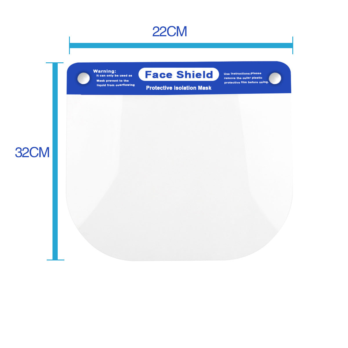 50Pack Safety Face Shield Full Protection Cap Wide Visor Anti-Fog Lens
